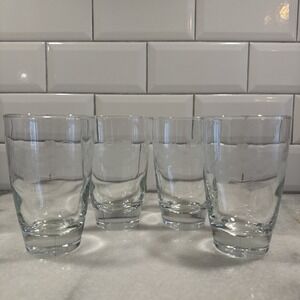 Set of4 Vintage 1950s Libbey Crystal Garland 14ozCooler Safedge Glasses5in GW995